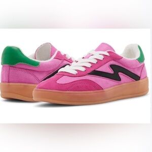 Madden Girl Vibrant Pink and Green lightning bolt Sneakers